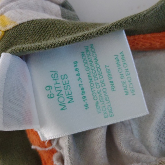 Baby Okie dokie 6-9 months tee shirt robot long sleeve layer look striped orange - Picture 8 of 9